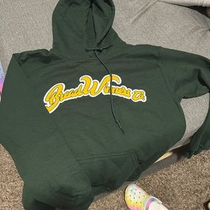 Hunter green “ bread winner “ hoodie , for men & women :)
